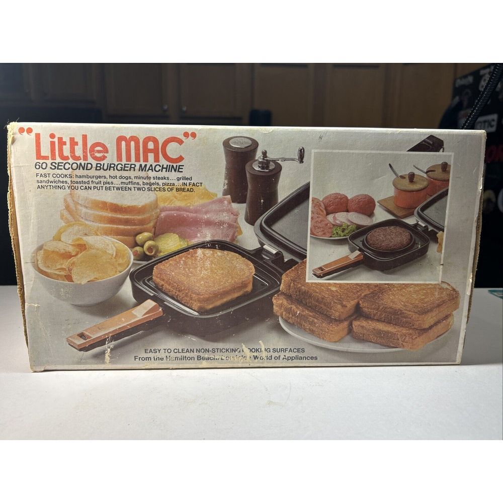 Vintage Hamilton Beach Little Mac‎ 60 Second Burger Machine Joe Namath Vintage - Picture 3 of 4
